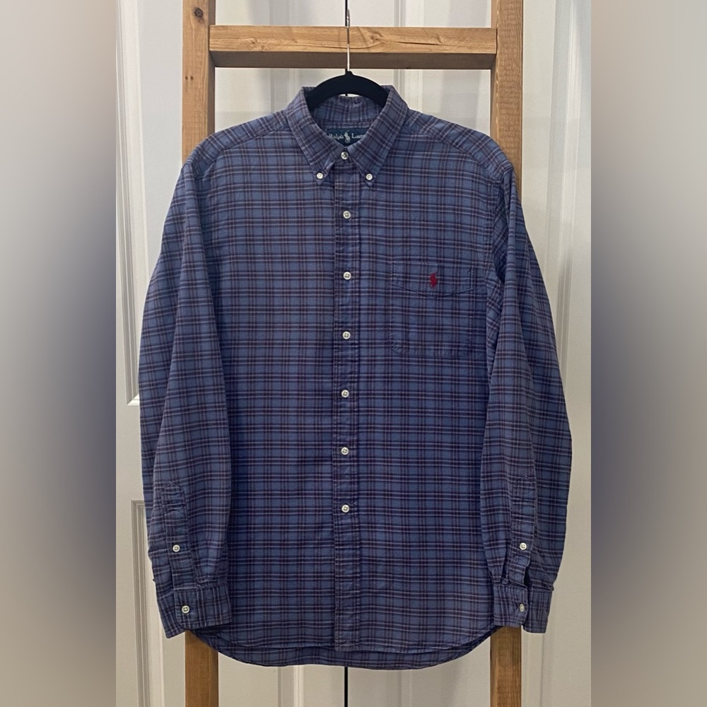 Ralph Lauren Mens Button Down Large Classic Fit Plaid
